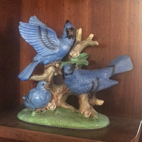 Big vintage blue jay figurine